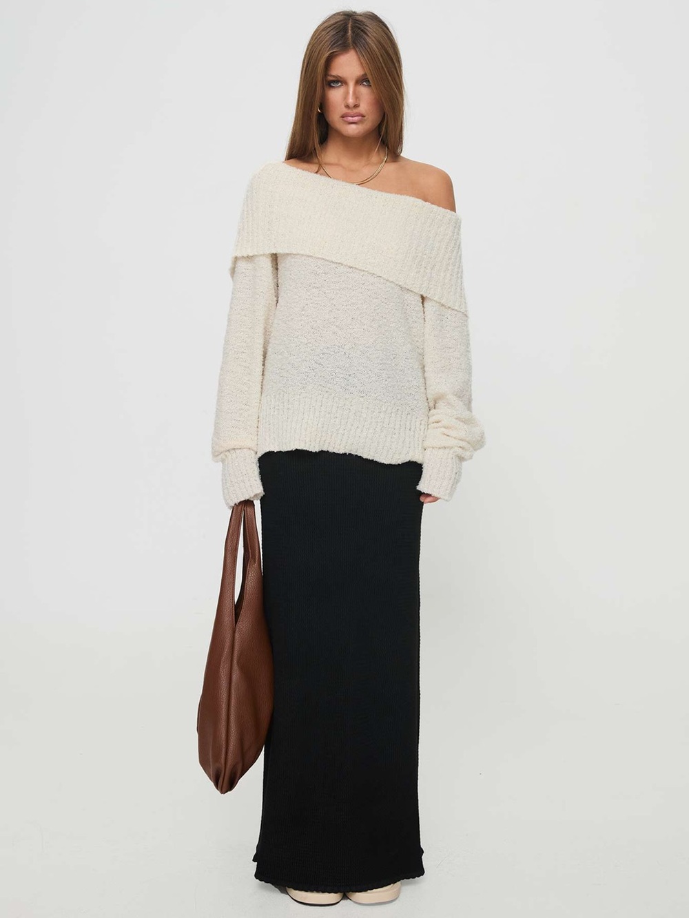 Parkley Off the Shoulder Sweater Cream